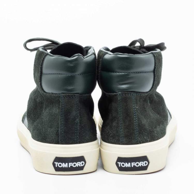 Pre Owned Tom Ford Green Suede and Leather Cambridge High-Top Sneakers Size 44