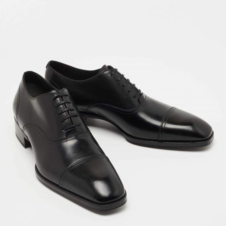 Pre Owned Tom Ford Black Leather Lace Up Oxfords Size 43.5 