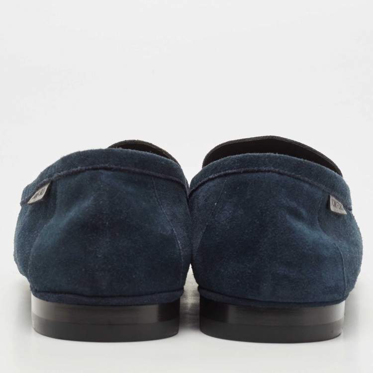 Pre Owned Tom Ford Dark Blue Suede Berwick Loafers Size 43