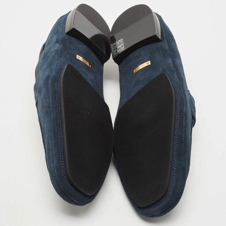 Pre Owned Tom Ford Dark Blue Suede Berwick Loafers Size 43
