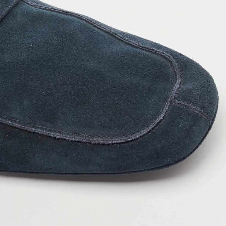 Pre Owned Tom Ford Dark Blue Suede Berwick Loafers Size 43