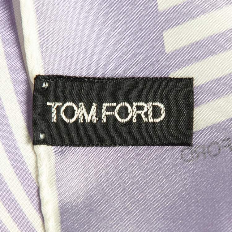 Pre Owned Tom Ford Light Purple Stripe Silk Pocket Square