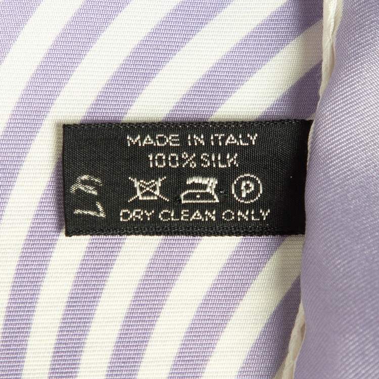 Pre Owned Tom Ford Light Purple Stripe Silk Pocket Square