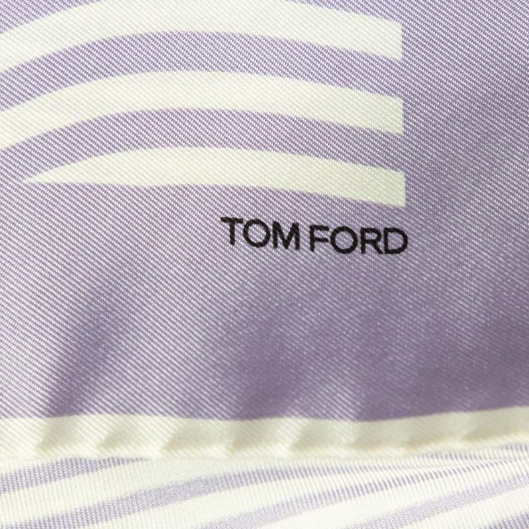 Pre Owned Tom Ford Light Purple Stripe Silk Pocket Square