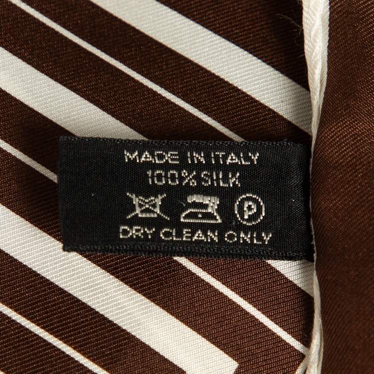 Pre Owned Tom Ford Brown Printed Silk Pocket Square 