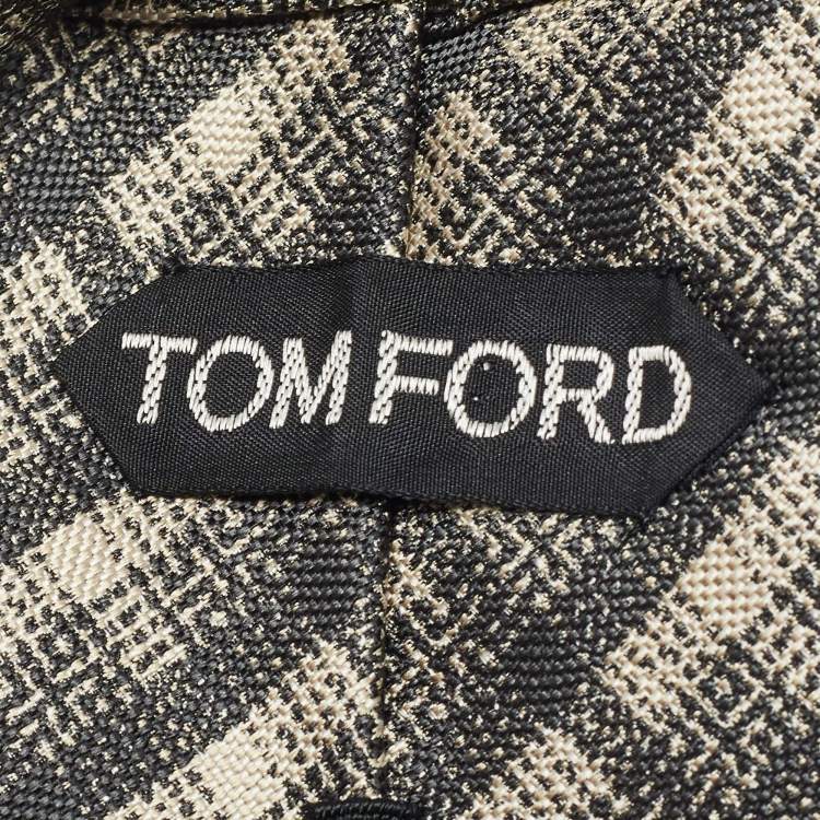 Pre Owned Tom Ford Black/White Checked Silk Traditional Tie