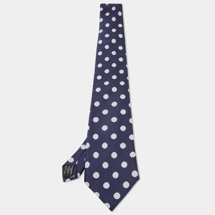 Pre Owned Tom Ford Blue Polka Dots Jacquard Silk Traditional Tie