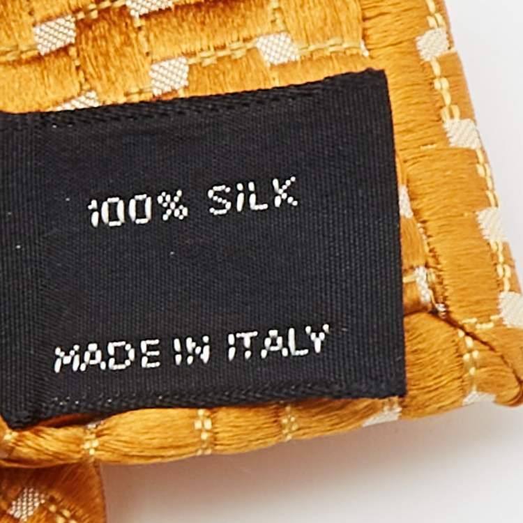 Pre Owned Tom Ford Yellow Silk Jacquard Traditional Tie