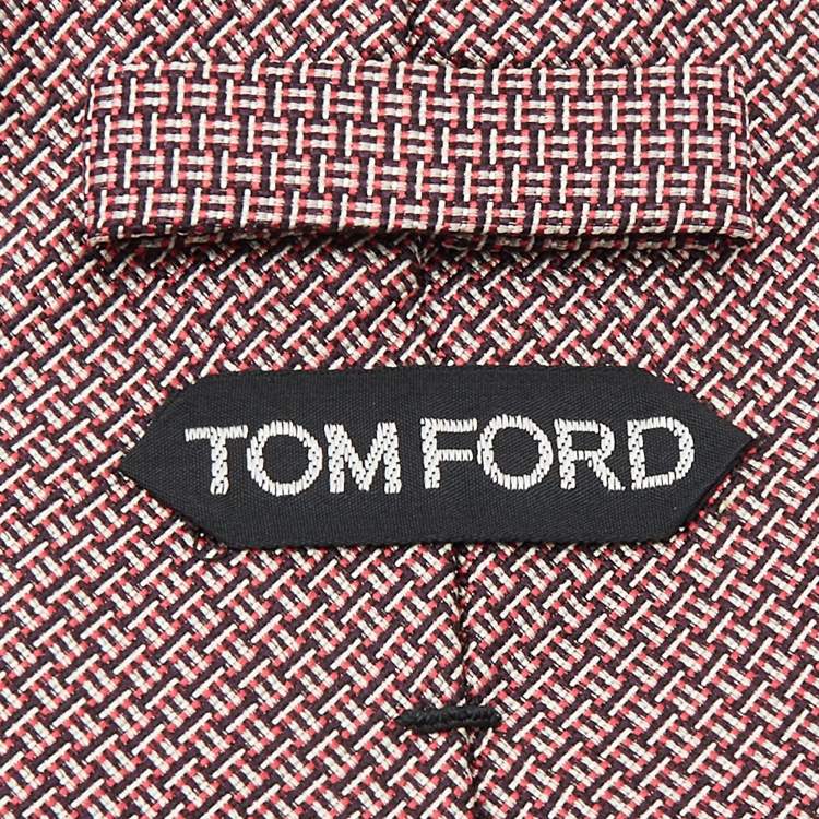 Pre Owned Tom Ford Red Patterned Silk Traditional Tie