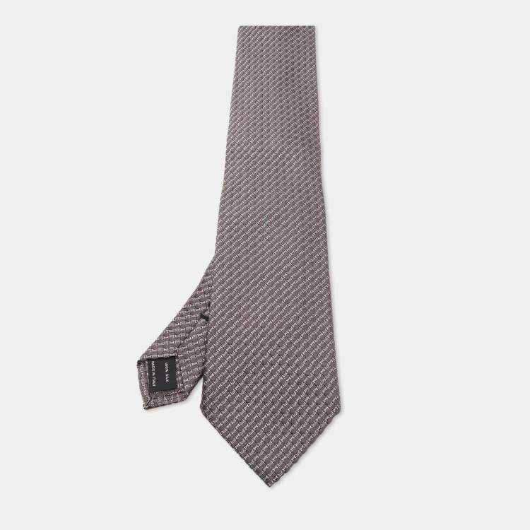 Pre Owned Tom Ford Grey Jacquard Silk Traditional Tie 