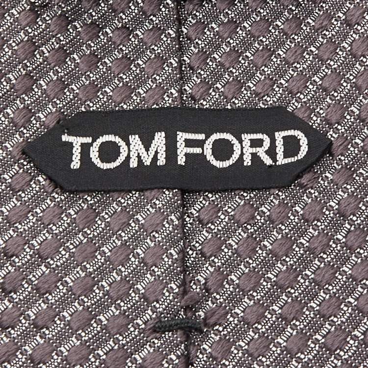Pre Owned Tom Ford Grey Jacquard Silk Traditional Tie 