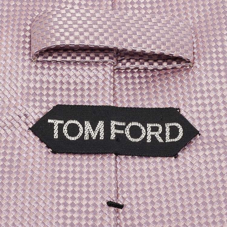 Pre Owned Tom Ford Pink Bucket Weave Silk Traditional Tie