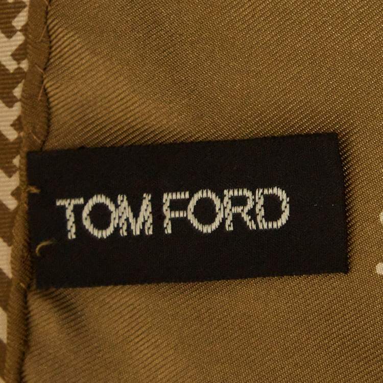 Pre Owned Tom Ford Green Check Pattern Silk Pocket Square 