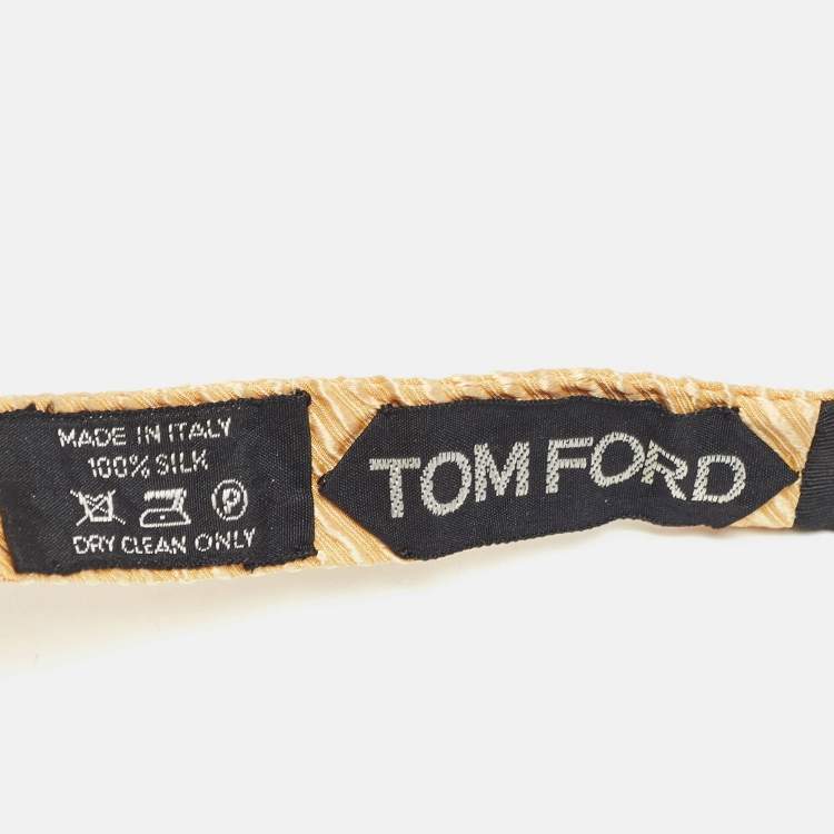 Pre Owned Tom Ford Yellow Stripe Silk Bow Tie