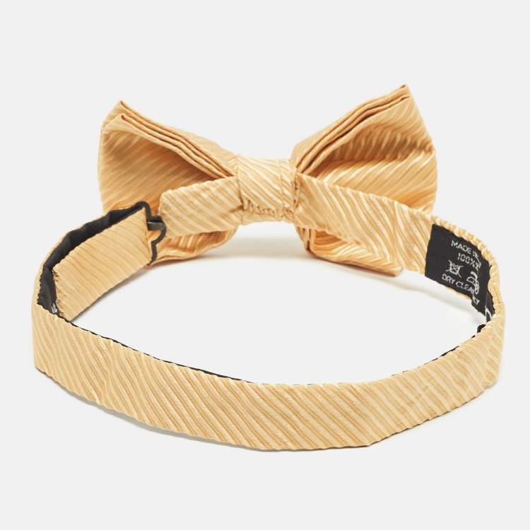 Pre Owned Tom Ford Yellow Stripe Silk Bow Tie