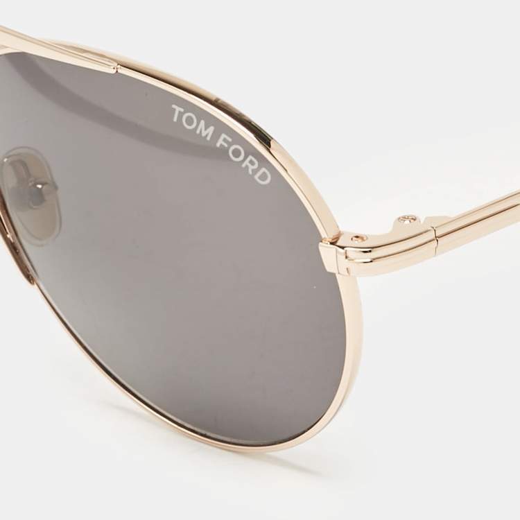 Pre Owned Tom Ford Black/Gold Tone Smith TF773 Aviator Sunglasses