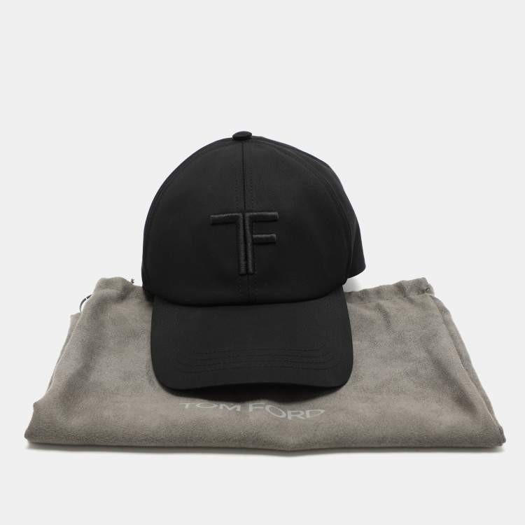 Pre Owned Tom Ford Black Fabric Logo Embroidered Cap 