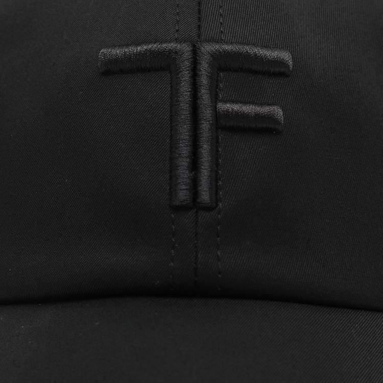 Pre Owned Tom Ford Black Fabric Logo Embroidered Cap 