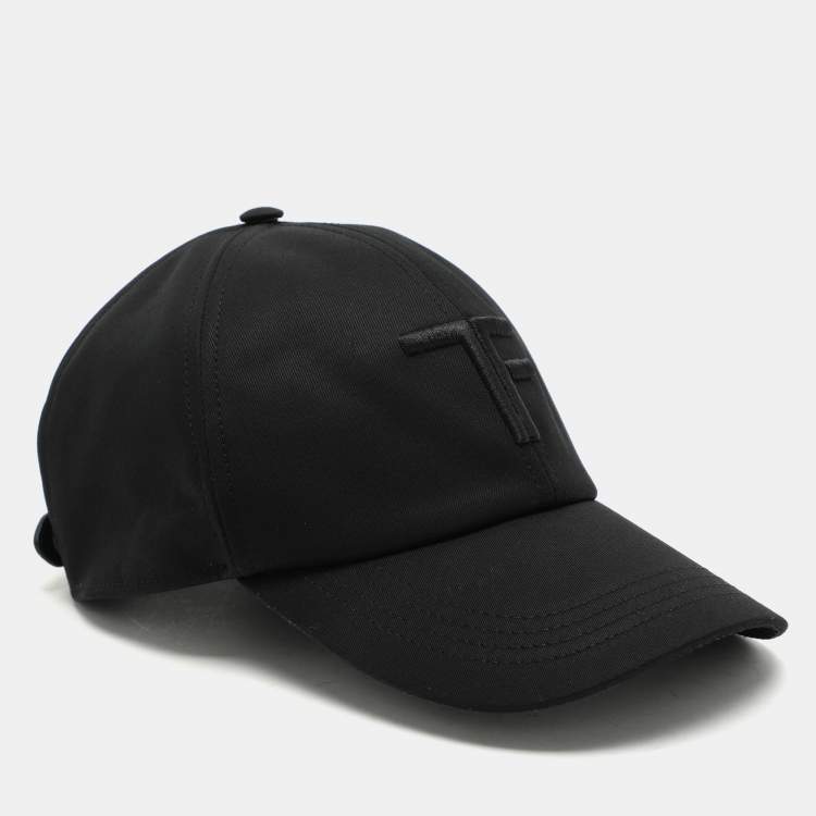 Pre Owned Tom Ford Black Fabric Logo Embroidered Cap 