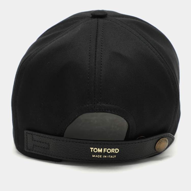 Pre Owned Tom Ford Black Fabric Logo Embroidered Cap 