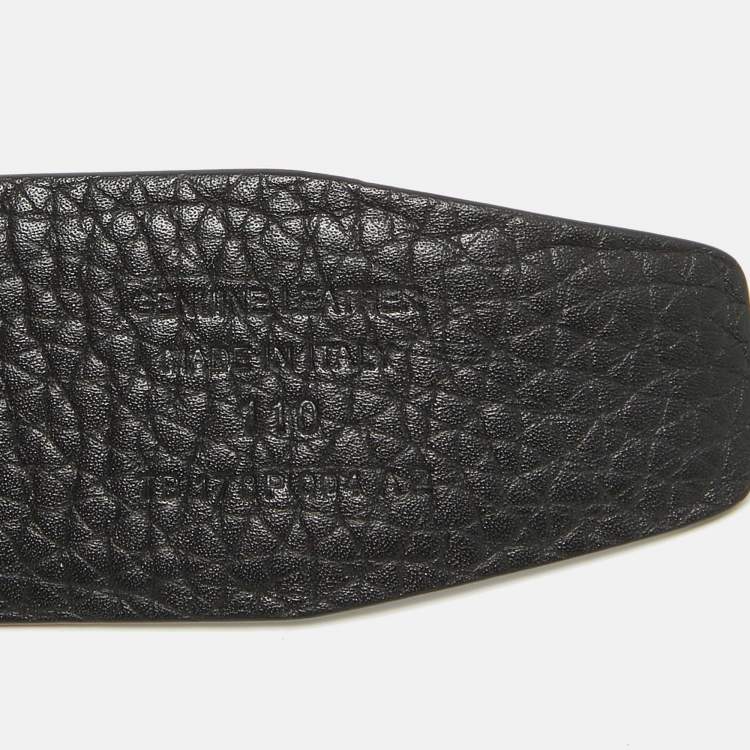 Pre Owned Tom Ford Black/Navy Blue Leather T Icon Reversible Belt 110 CM