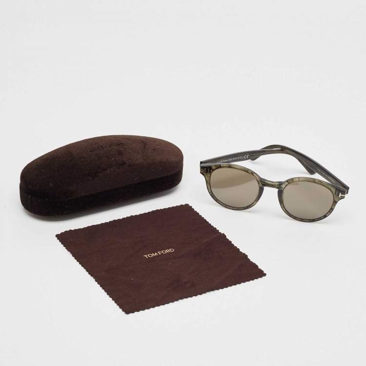 Pre Owned Tom Ford Green striped/Green TF400 Lucho Round Sunglasses
