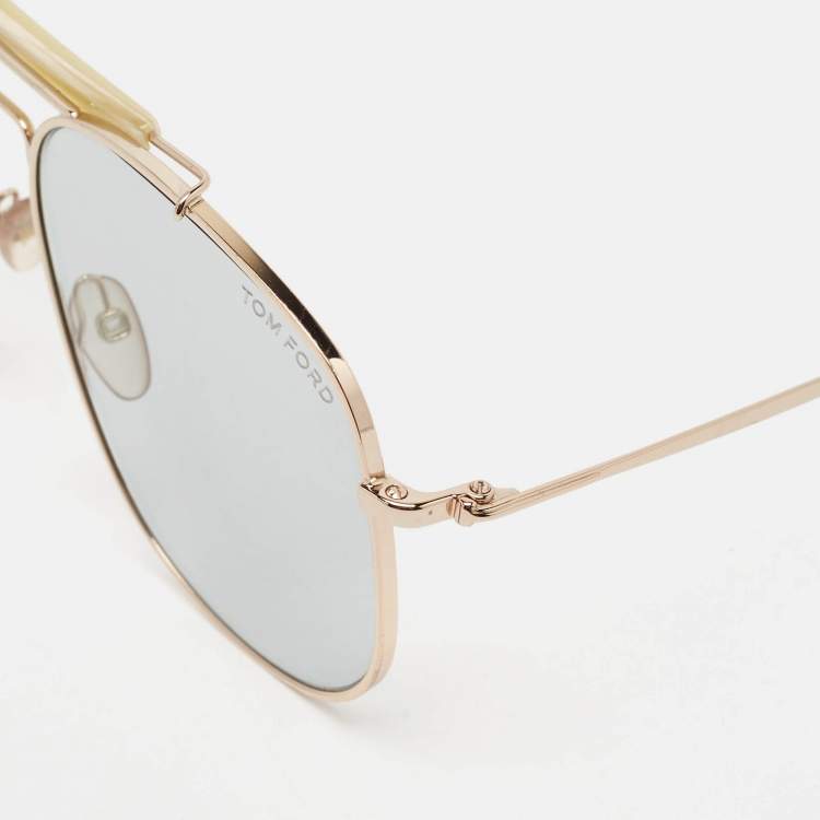 Pre Owned Tom Ford Light Grey/Gold Tone TF55 Connor 02 Aviator Sunglasses