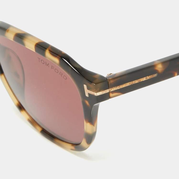 Pre Owned Tom Ford Tortoise Brown Avery TF931 Square Sunglasses