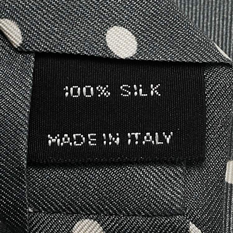 Pre Owned Tom Ford Grey/White Polka Dot Print Silk Tie