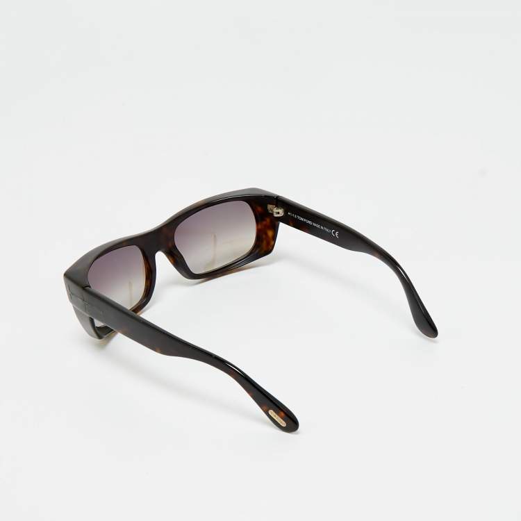 Pre Owned Tom Ford Tortoise Brown Gradient TF440 Toby Rectangle Sunglasses