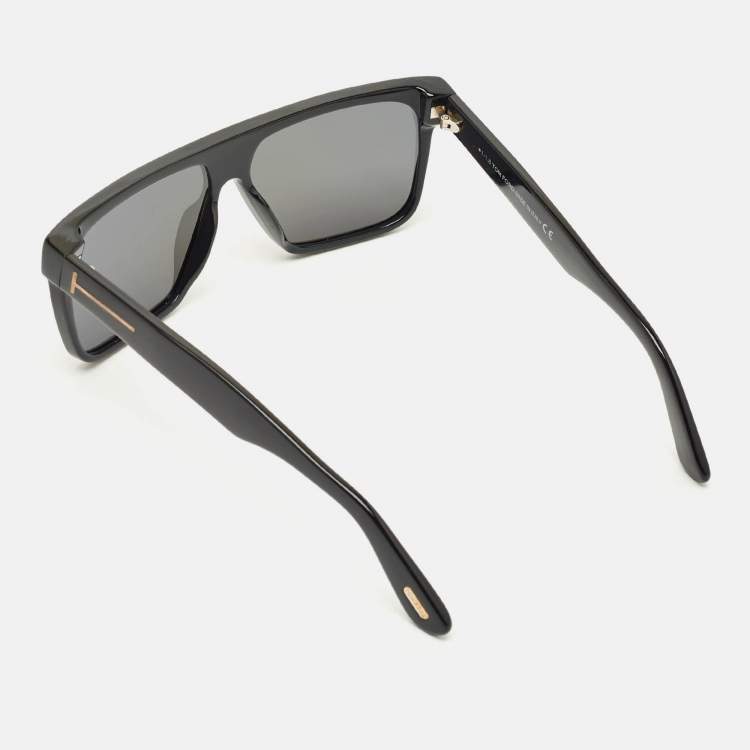 Pre Owned Tom Ford Black Mirrored TF709 Whyat Shield Sunglasses