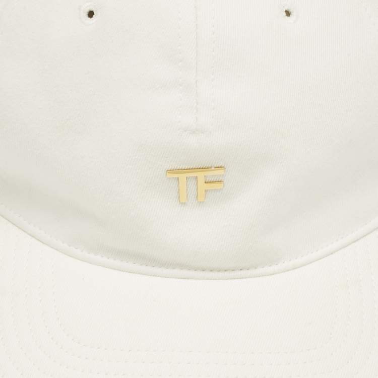Pre Owned Tom Ford  White Logo Canvas Baseball Cap Onesize 