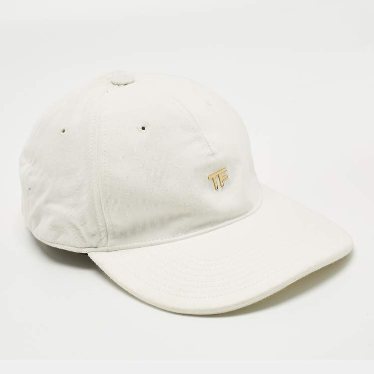Pre Owned Tom Ford  White Logo Canvas Baseball Cap Onesize 