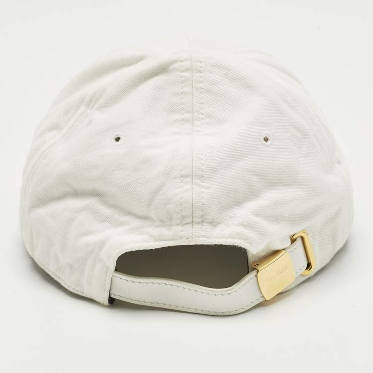 Pre Owned Tom Ford  White Logo Canvas Baseball Cap Onesize 