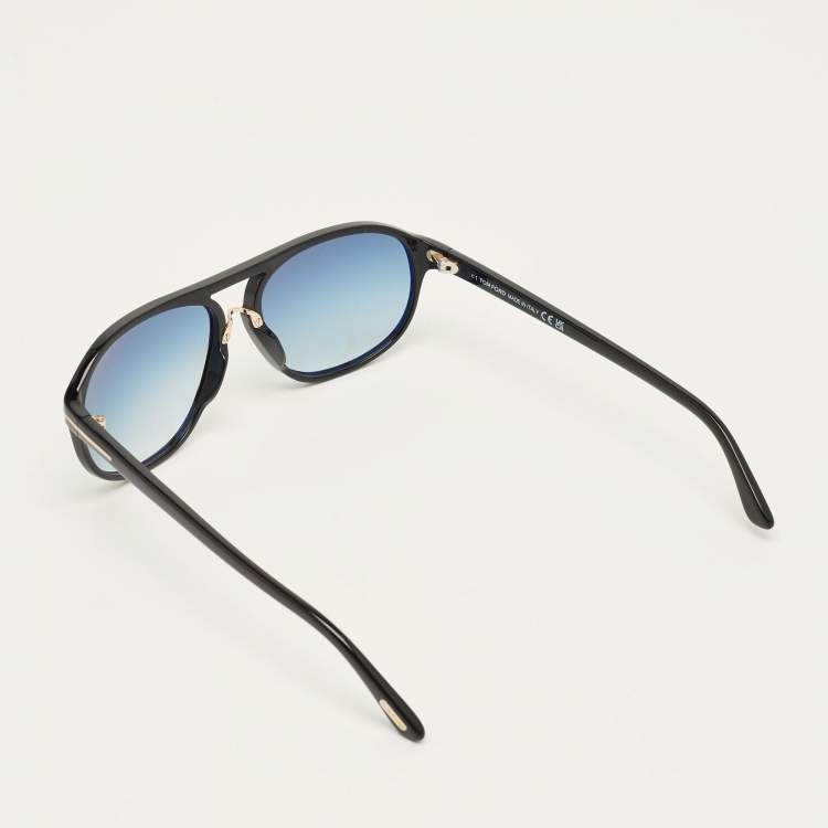 Pre Owned Tom Ford Black Gradient Jacob TF447 Aviator Sunglasses