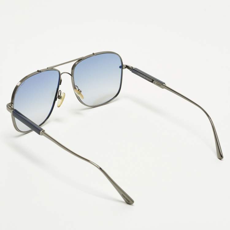 Pre Owned Tom Ford Blue Gradient TF669 Jude Aviator Sunglasses