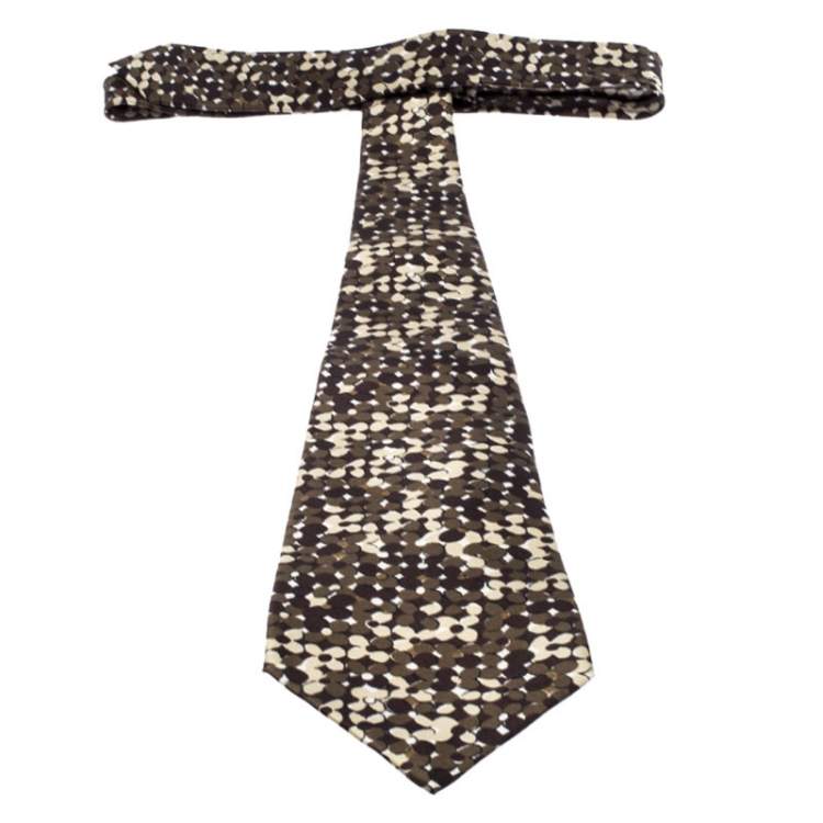 Pre Owned Tom Ford Khaki Green Floral Print Silk Traditional Tie
