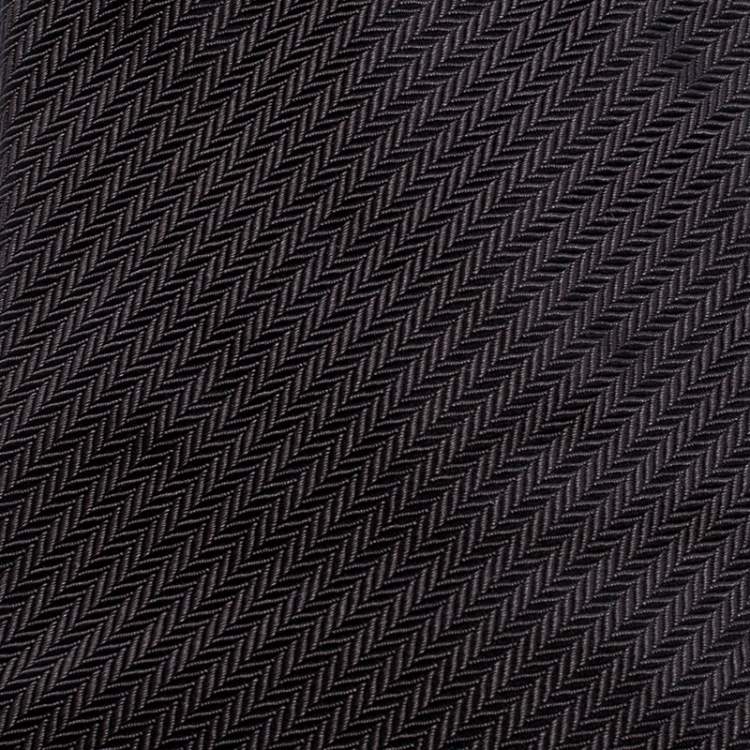 Pre Owned Tom Ford Anthracite Grey Diagonal Striped Silk Jacquard Traditional Tie