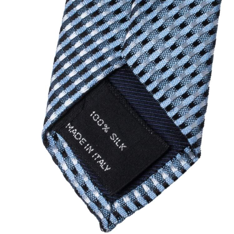 Pre Owned Tom Ford Pale Blue Metallic Detail Silk Tie