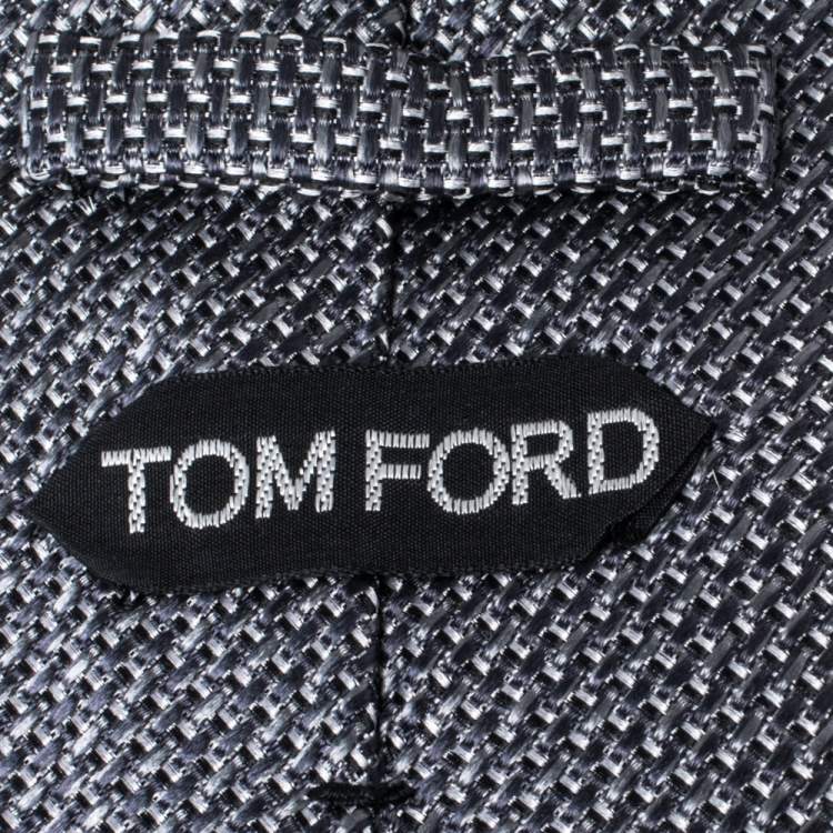 Pre Owned Tom Ford Grey Basketweave Silk Tie