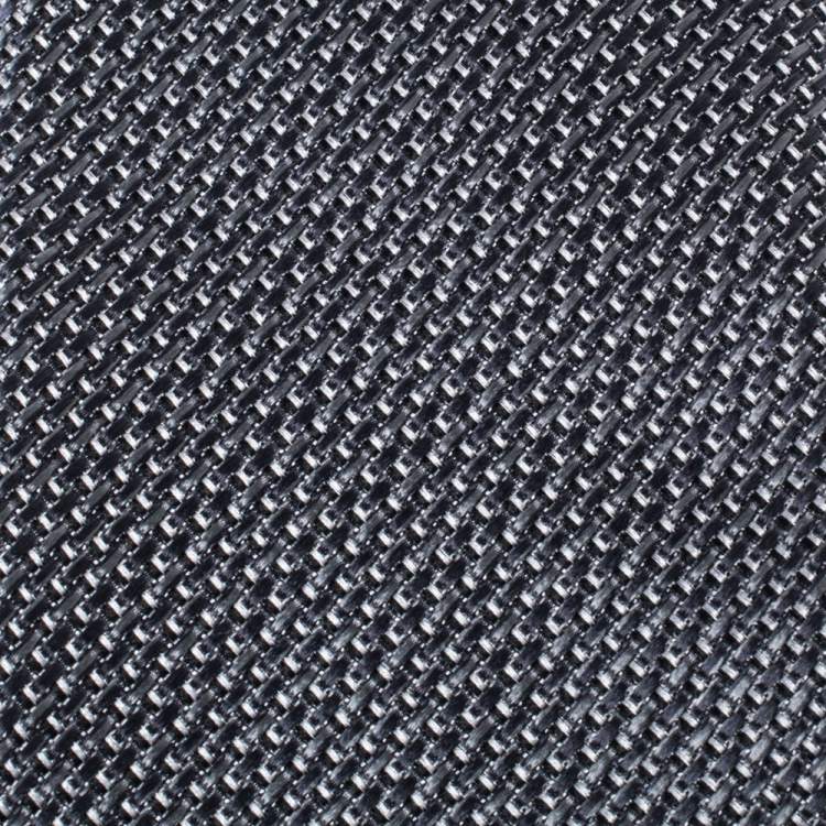 Pre Owned Tom Ford Grey Basketweave Silk Tie