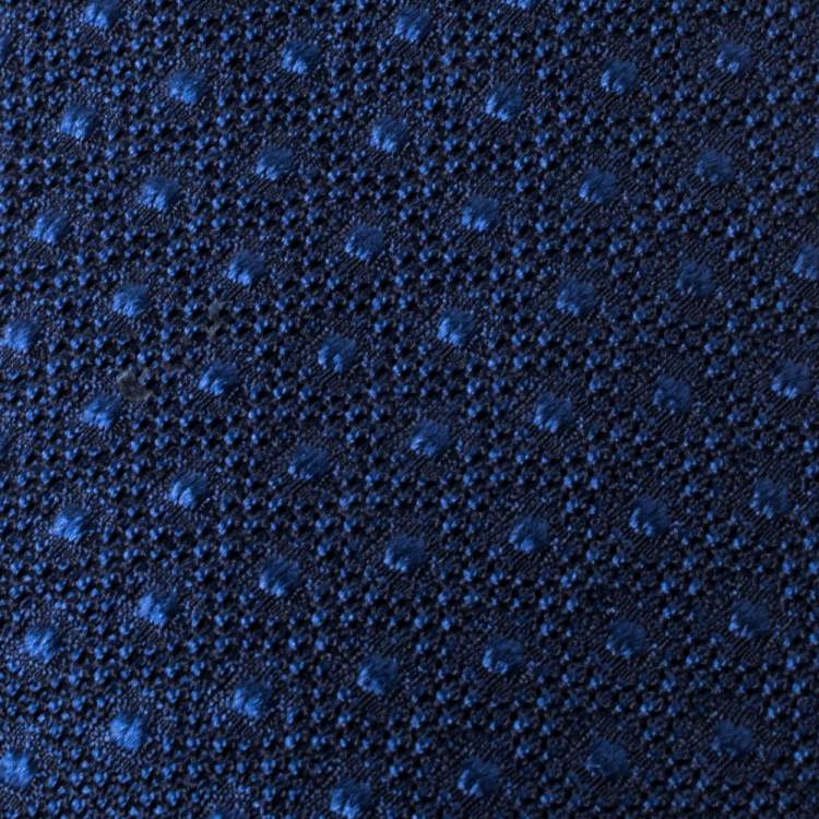 Pre Owned Tom Ford Blue Dot Patterned Textured Silk Tie