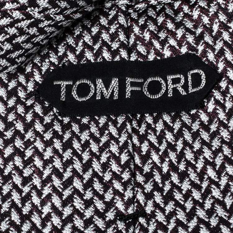 Pre Owned Tom Ford Bicolor Patterned Silk Blend Traditional Tie
