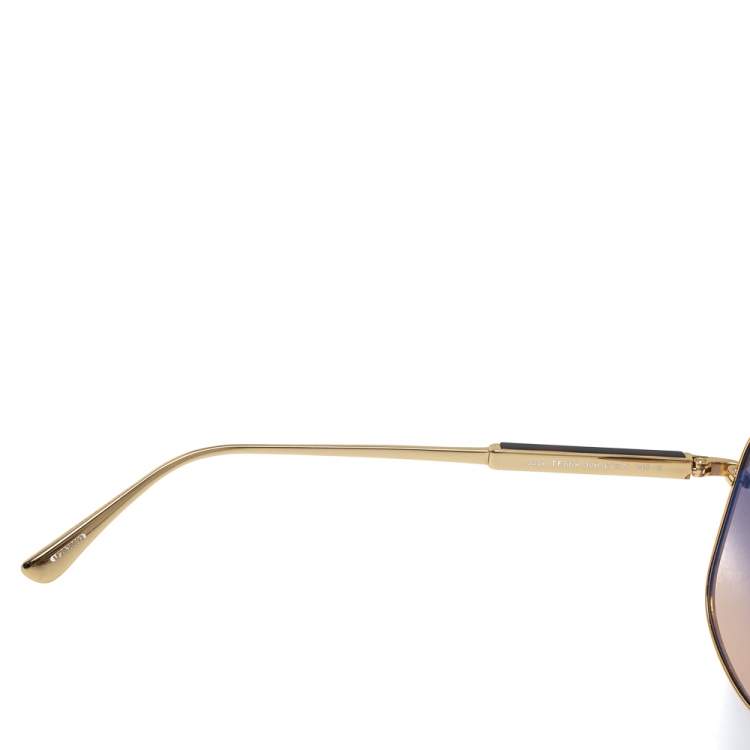 Pre Owned Tom Ford Gold Tone/ Bicolor Gradient TF669 Jude Square Sunglasses
