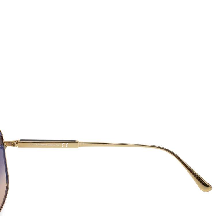 Pre Owned Tom Ford Gold Tone/ Bicolor Gradient TF669 Jude Square Sunglasses