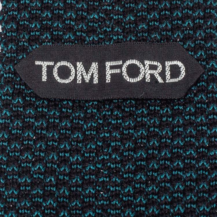 Pre Owned Tom Ford Green Silk Wool Crochet Knit Tie