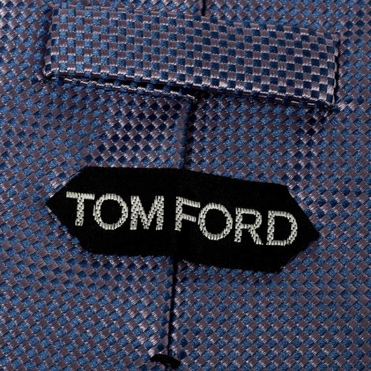 Pre Owned Tom Ford Lavender Basketweave Silk Jacquard Traditional Tie 