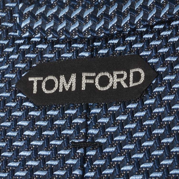 Pre Owned Tom Ford Blue Silk Blend Jacquard Tie
