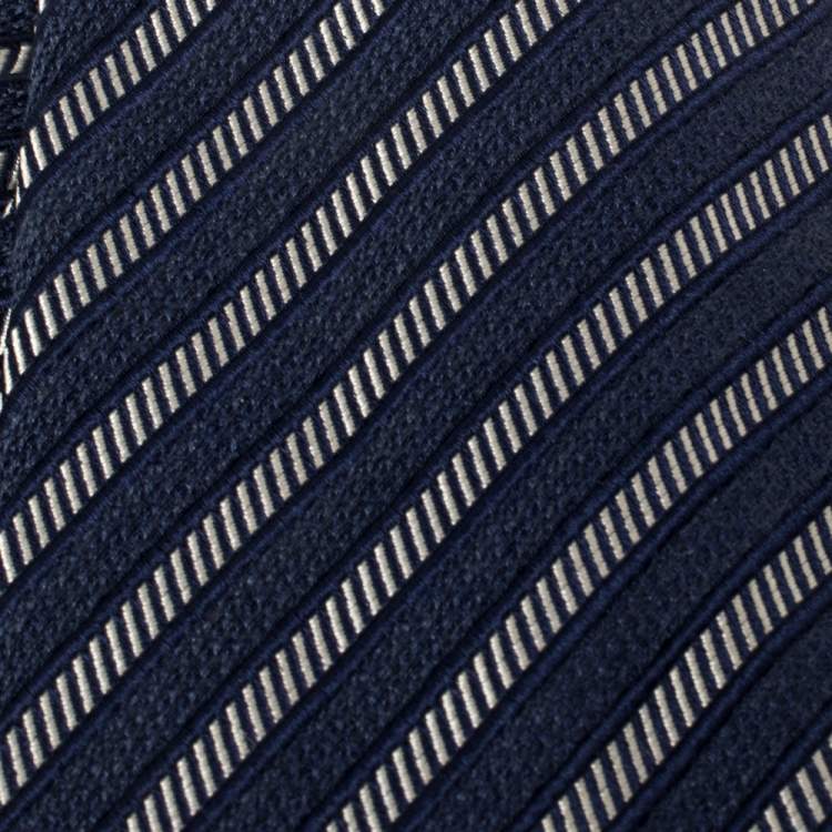 Tom Ford Blue Striped Jacquard Silk Cotton Tie Tom Ford | TLC