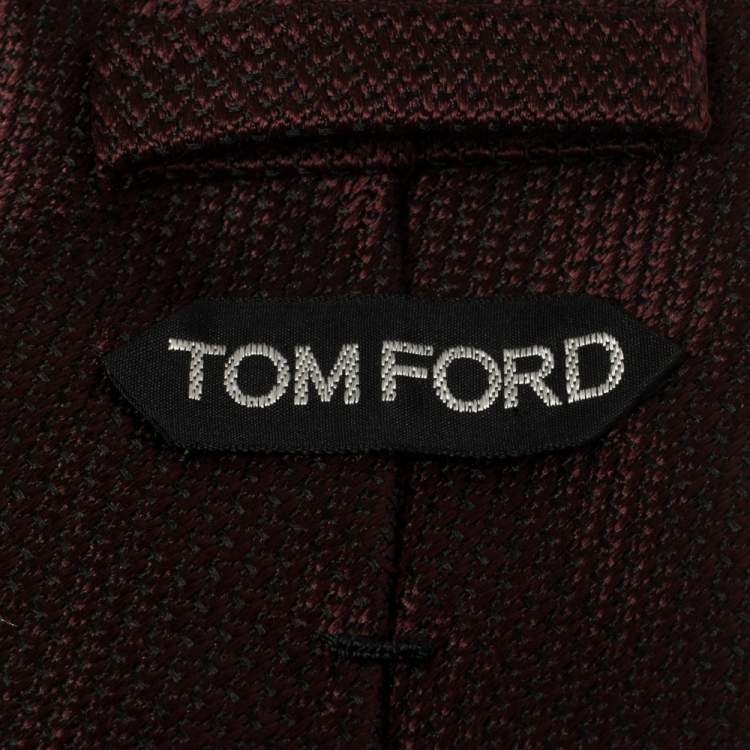 Pre Owned Tom Ford Burgundy Jacquard Silk Tie